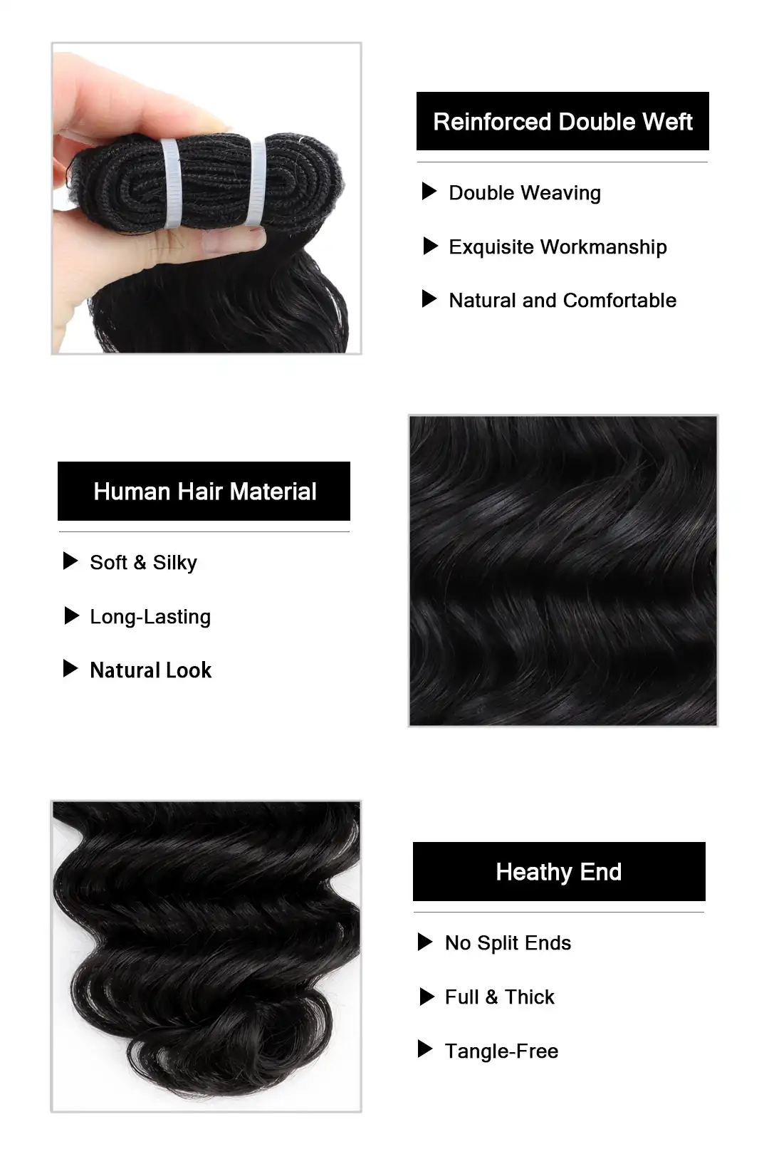 Cambodia Virgin Hair Bundles Sew in Extensions Loose Wave - Image 7