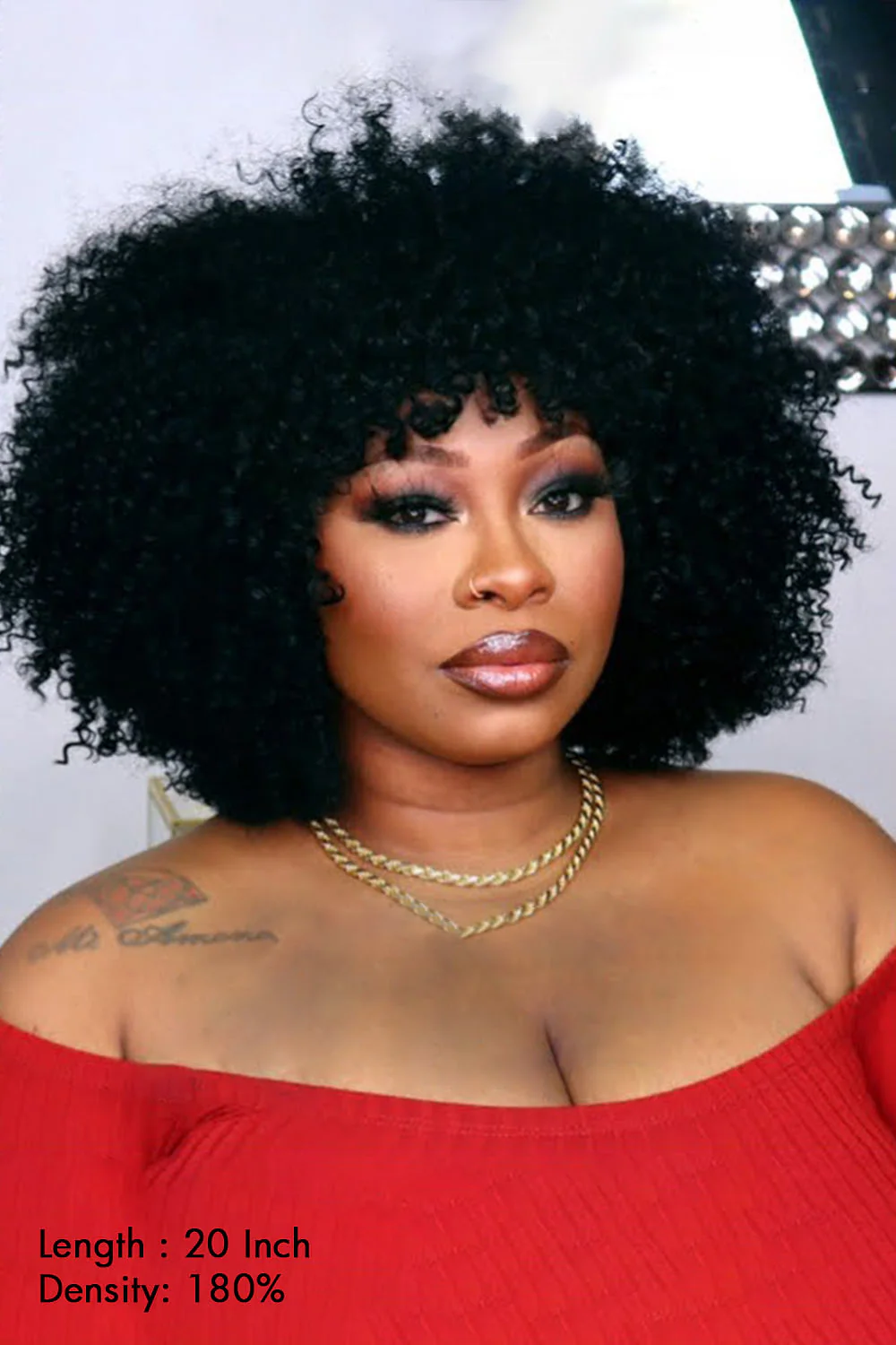 Kinky Curly Non Lace Scalp Top Human Hair Wigs MM05 - Image 4