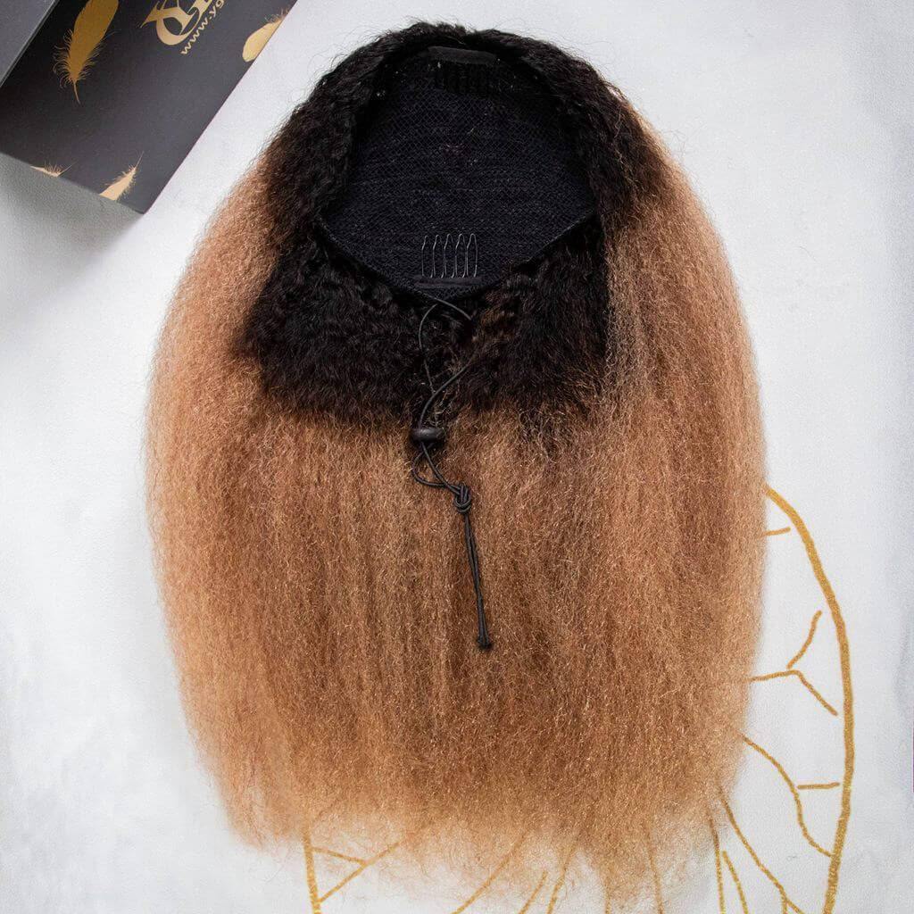 Kinky Straight Natural Mix Color Drawstring Ponytail 120-150g - Image 28