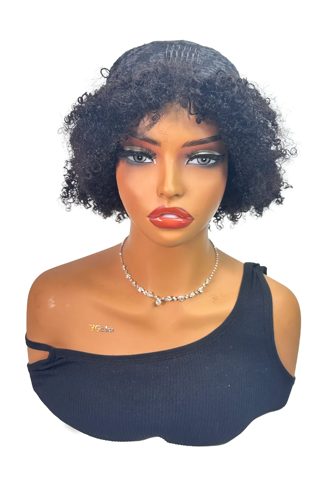 Ygwigs Non Lace Scalp Top Wig Afro Kinky Curly 14-16 inch Natural Color - Image 4