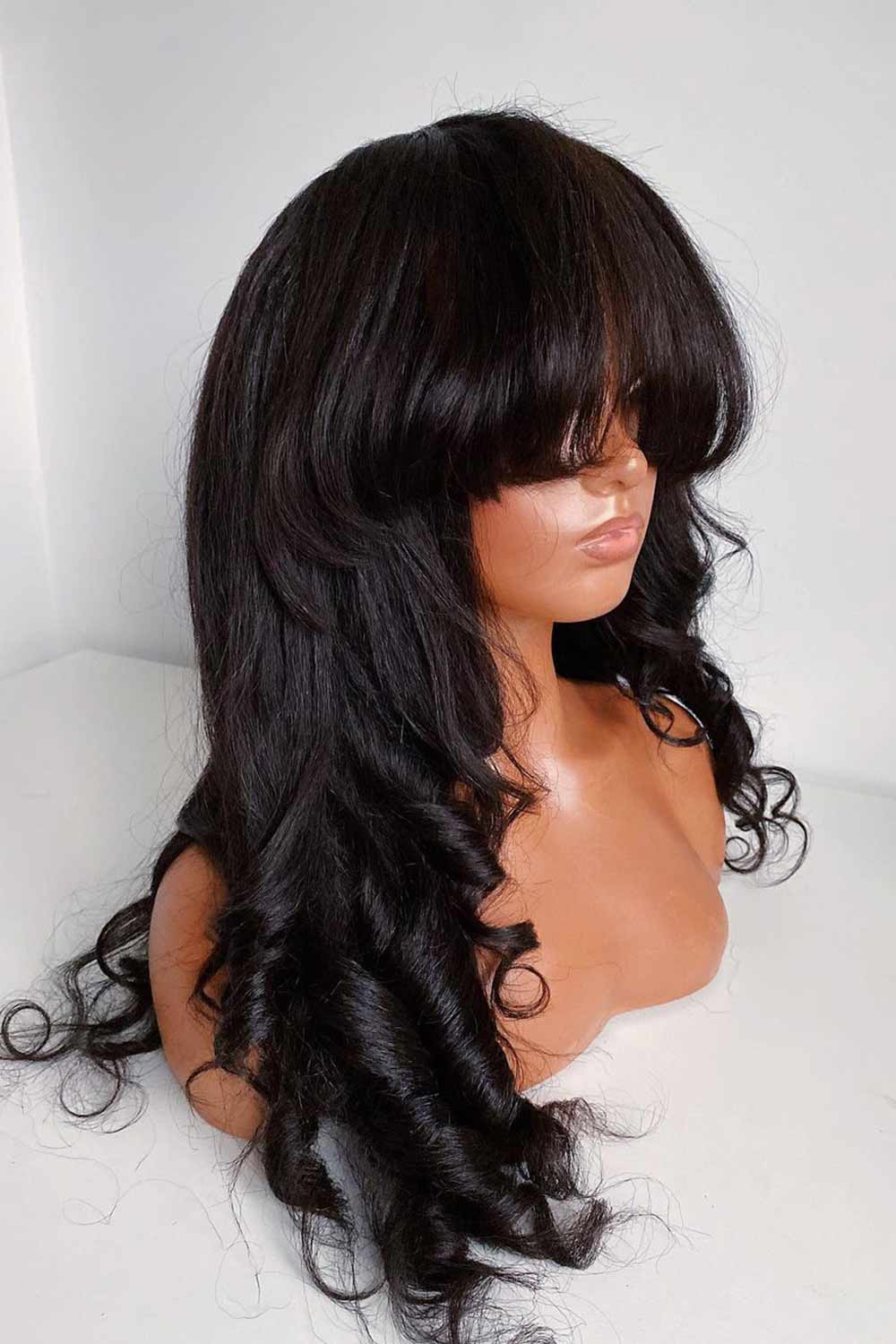 Non-Lace Scalp Top Wigs Yaki Wave with Bangs Virgin Human Hair - Image 6